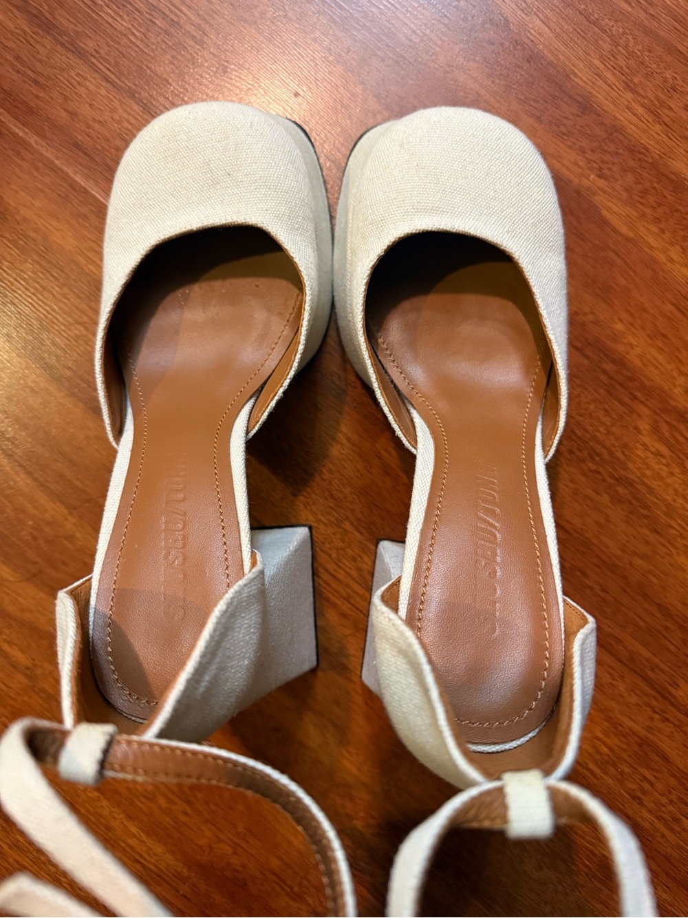 SHUSHU/TONG OFF WHITE CANVAS PLATFORM HEELS - BEIGE - Picture 8 of 13